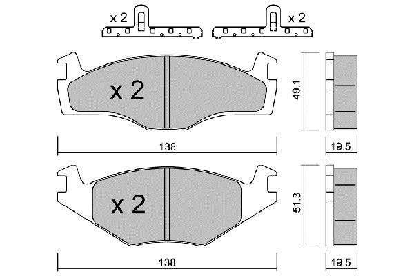 Jeu de 4 plaquettes de frein AISIN ref. BPVW-1007